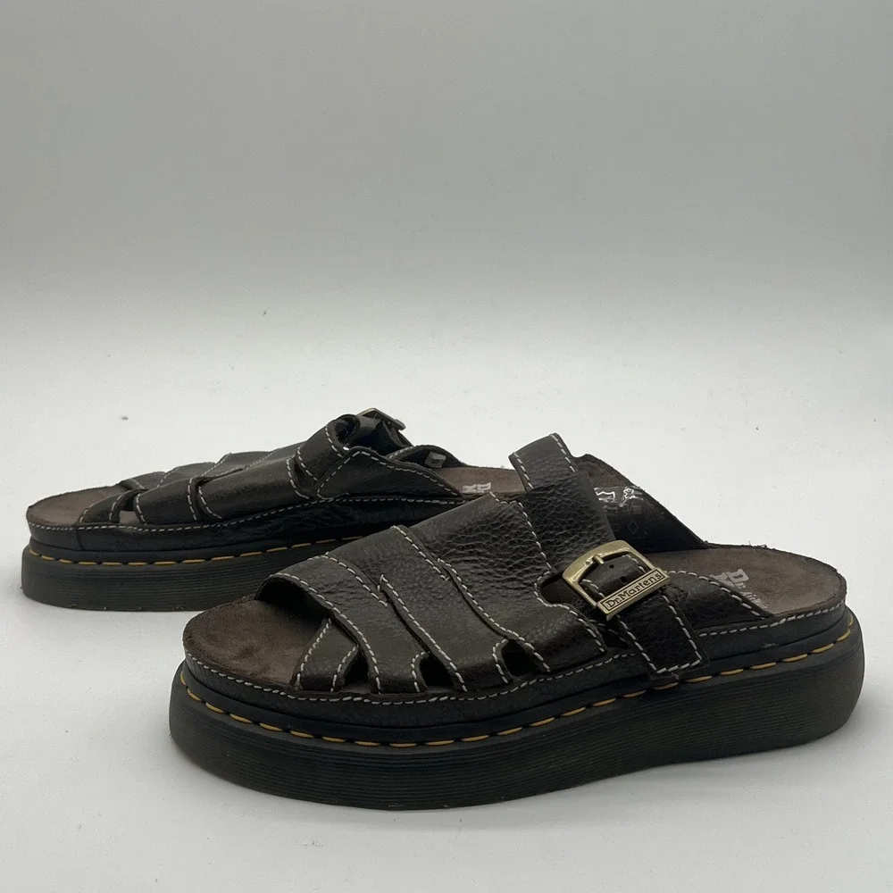 Dr Martens Maxxy Slide Brown Leather Fisherman Sandals Mens 9 Womens 10 UK 8